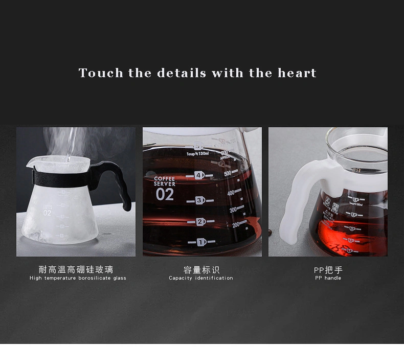 Ecocoffee 400ml 600ml Borosilicate Glass Server V60 Cafe Drip Pot Coffee & Tea Pot Kitchen Machine S800