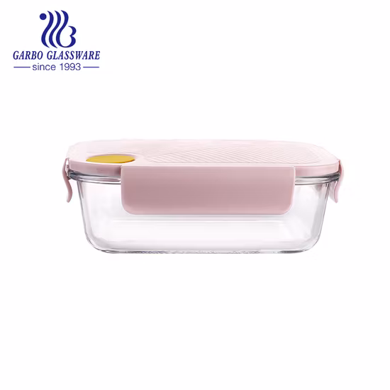 Bol en verre Borosilicate de 630ml, résistant au micro-ondes, récipient à déjeuner avec couvercle verrouillé, bols ronds et rectangulaires de stockage des aliments