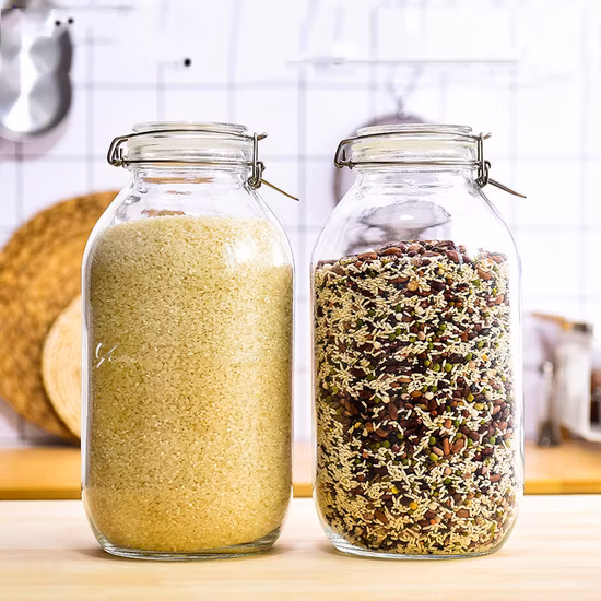Pot de stockage scellé à haute teneur en borosilicate, pot multigrains, pot en verre à pression domestique, vente en gros