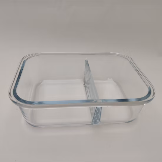 Verrerie de voyage de boîte à déjeuner en verre borosilicaté allant au four à micro-ondes avec cloison