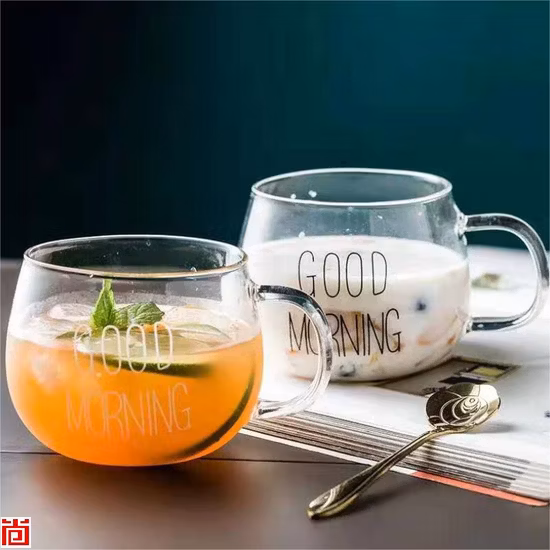 Tasse à lait en verre borosilicaté faite à la main de 400 ml/verrerie/tasse en verre/verrerie borosilicatée