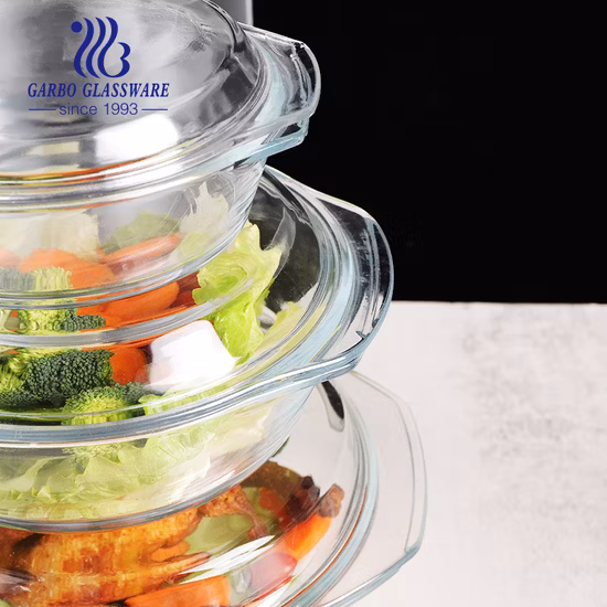 Casserole ronde en verre borosilicate transparent de 600 ml avec poignée