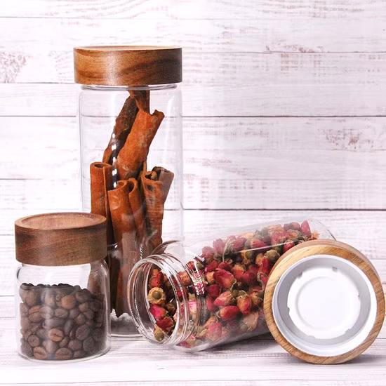 Échantillon gratuit / OEM Pot en verre de stockage des aliments Récipient en verre Pot en verre borosilicaté pour le stockage
