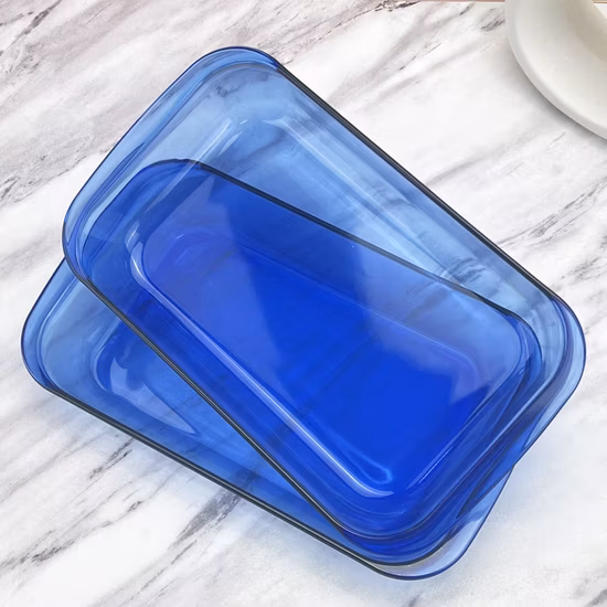 Ustensiles de cuisson en verre borosilicaté bleu cobalt, plaque de cuisson résistante à la chaleur, assiettes en verre, casseroles en verre